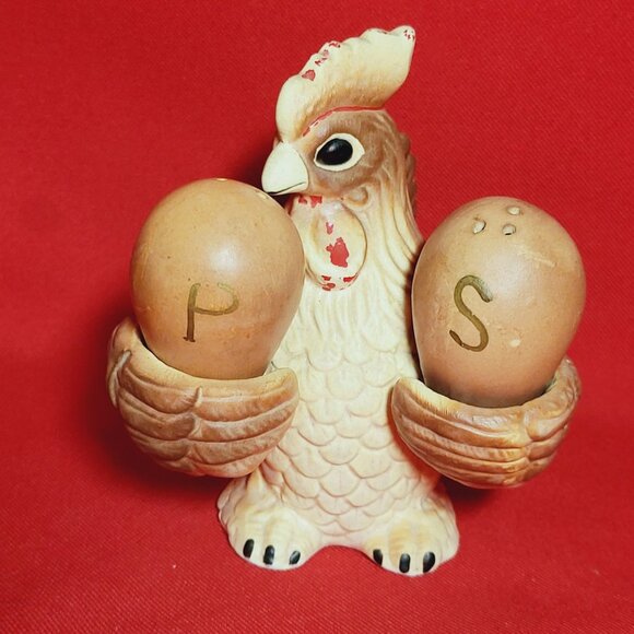 Vintage Tilso Chicken Brown Egg Salt Pepper Shakers - Picture 1 of 12